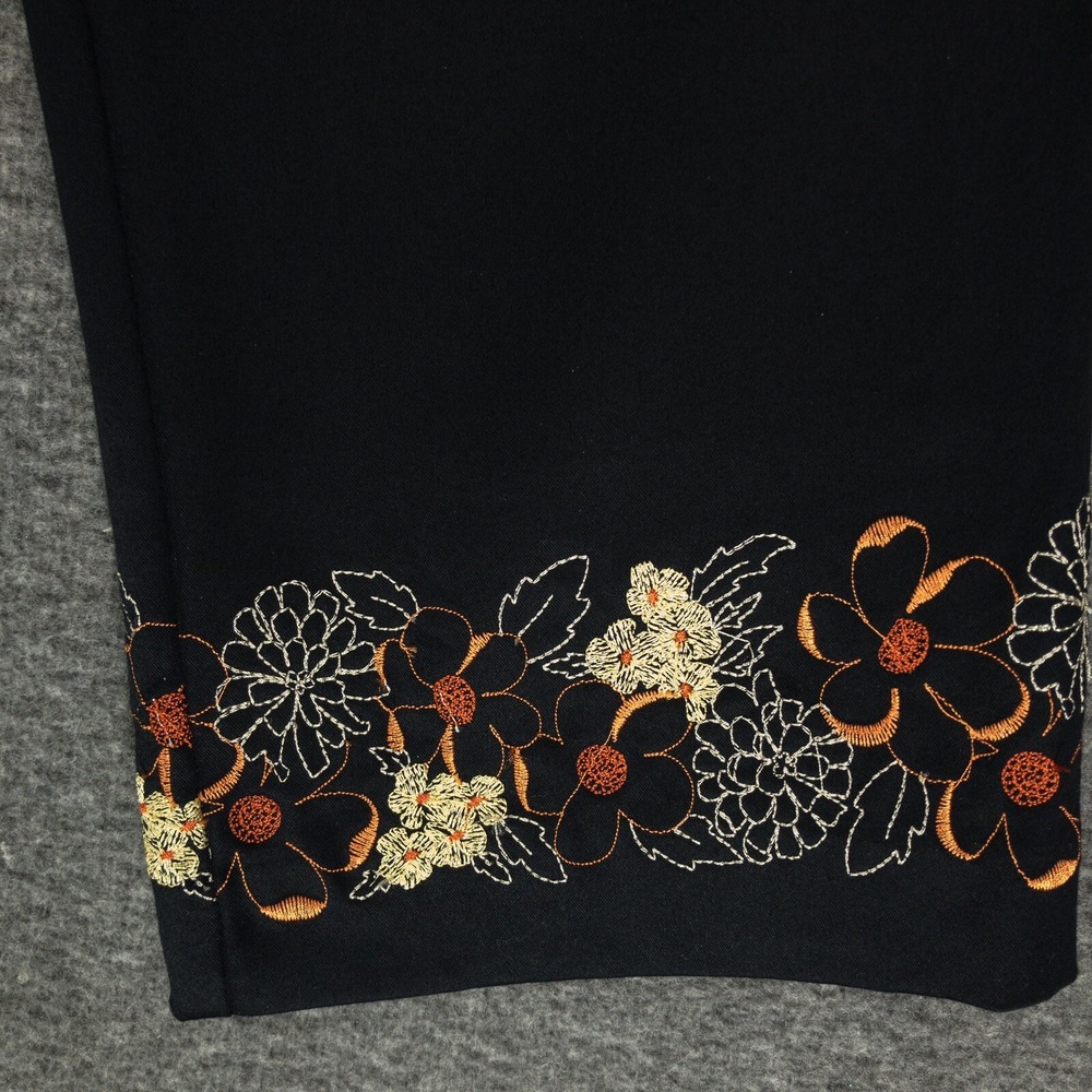Vintage Geoffrey Beene Sport Cropped Pants Floral Embroidered Woman's 4 Stretch - Picture 3 of 12